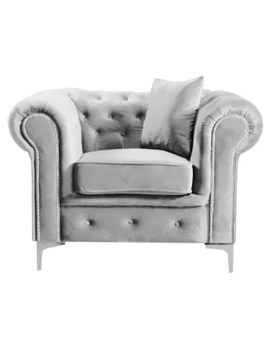 Fotoliu ROMANO living, 113x88x73 cm, stofă Velvet gri deschis | MobilaOK