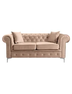 Canapea ROMANO, living, 185x88x73 cm, stofă Velvet maro deschis | MobilaOK