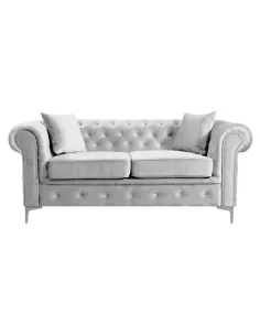 Canapea ROMANO, living, 185x88x73 cm, stofă Velvet gri deschis | MobilaOK