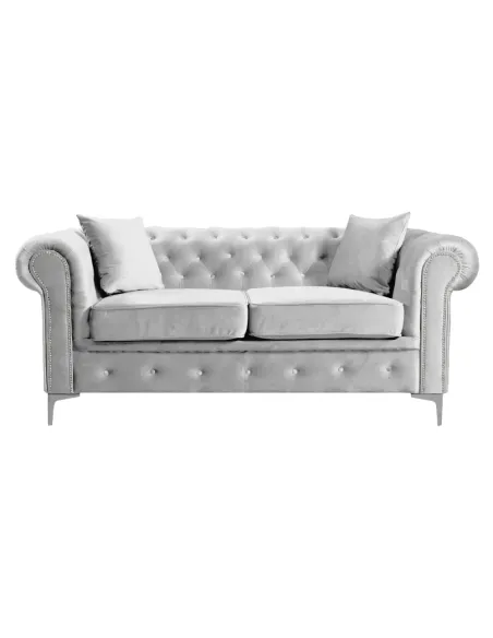 Canapea ROMANO, living, 185x88x73 cm, stofă Velvet gri deschis | MobilaOK