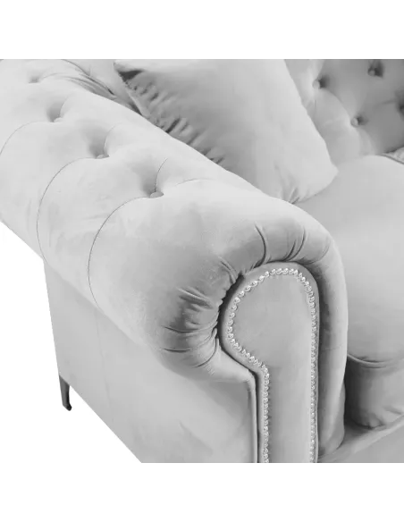 Canapea ROMANO, living, 185x88x73 cm, stofă Velvet gri deschis | MobilaOK