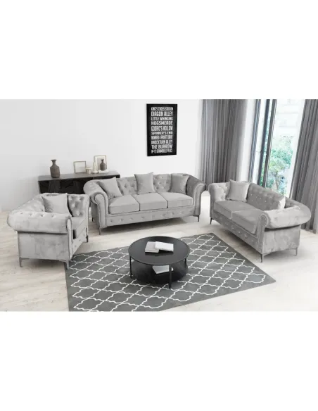 Canapea ROMANO, living, 185x88x73 cm, stofă Velvet gri deschis | MobilaOK