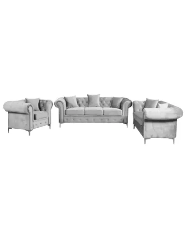 Canapea ROMANO, living, 185x88x73 cm, stofă Velvet gri deschis | MobilaOK