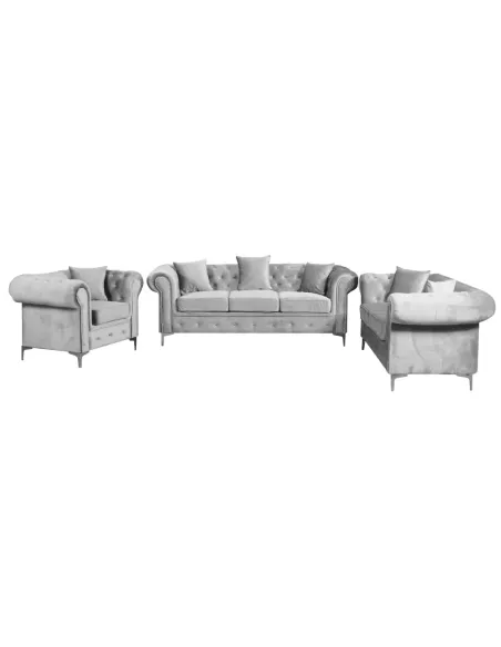 Canapea ROMANO, living, 185x88x73 cm, stofă Velvet gri deschis | MobilaOK
