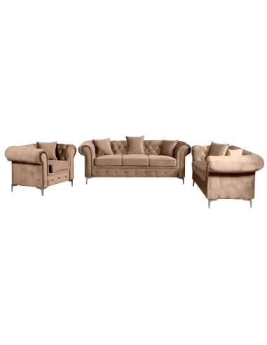 Canapea ROMANO, living, 215x88x73 cm, stofă Velvet, maro deschis | MobilaOK
