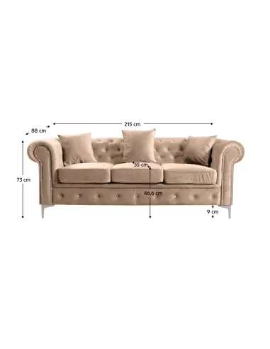Canapea ROMANO, living, 215x88x73 cm, stofă Velvet, KONDELA | MobilaOK