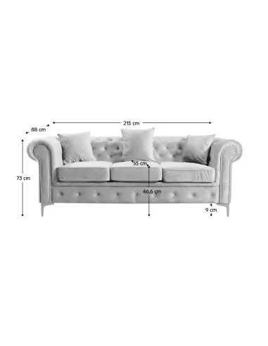 Canapea ROMANO, living, 215x88x73 cm, stofă Velvet | MobilaOK