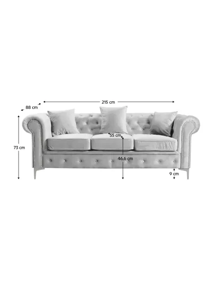 Canapea ROMANO, living, 215x88x73 cm, stofă Velvet | MobilaOK