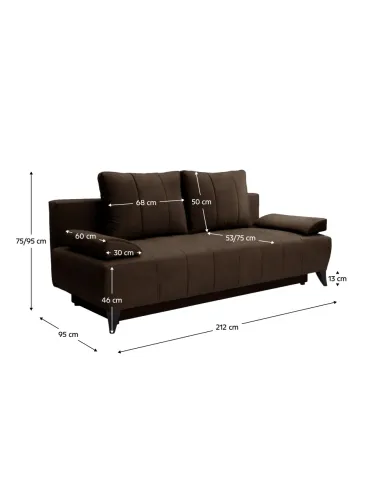 Canapea extensibilă BERO, living, 212x95x75/95 cm, PAL, Kronos 06 | MobilaOK