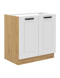 Dulap baie LULA, alb/stejar artizan, 80x52x82 cm, PAL/MDF | MobilaOK
