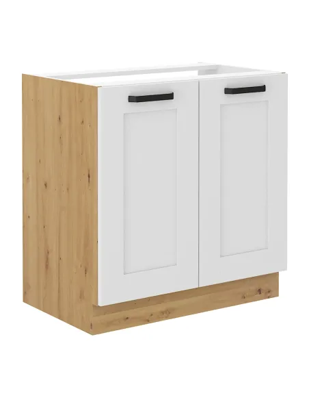 Dulap baie LULA, alb/stejar artizan, 80x52x82 cm, PAL/MDF | MobilaOK