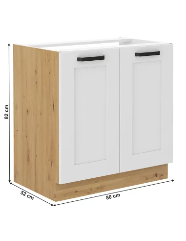 Dulap baie LULA, alb/stejar artizan, 80x52x82 cm, PAL/MDF | MobilaOK