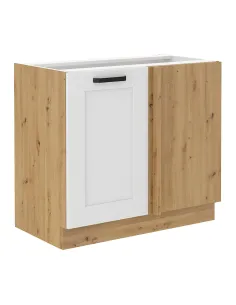 Dulap inferior bucătărie, LULA, 105x52x82 cm, PAL melaminat alb/stejar artizan | MobilaOK