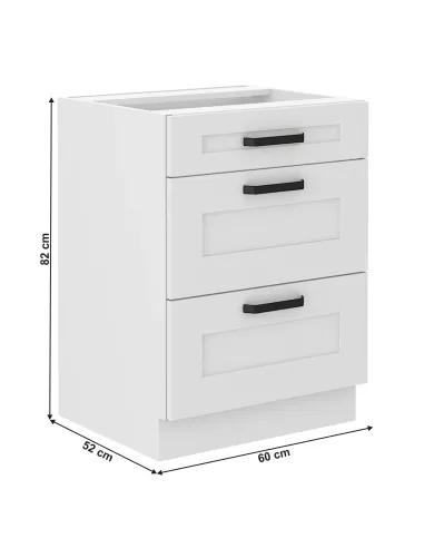 Dulap inferior LULA 60 D 3S BB, bucătărie, 60x52x82 cm, PAL melaminat | MobilaOK