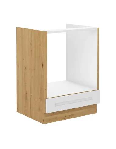 Dulap inferior bucătărie LULA 60 D GAZ BB, 60x52x82 cm, PAL melaminat alb/stejar artizan | MobilaOK