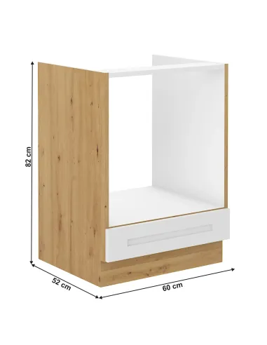 Dulap inferior bucătărie LULA 60 D GAZ BB, 60x52x82 cm, PAL melaminat alb/stejar artizan | MobilaOK