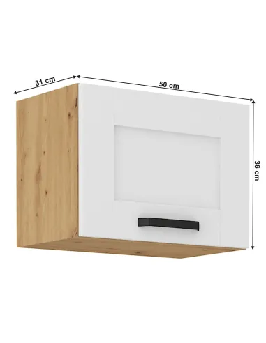 Dulap superior, alb/stejar artizan, LULA 50 GU-36 1F | MobilaOK