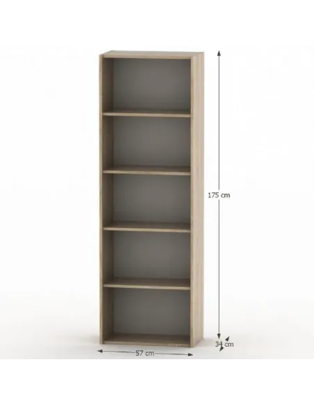 Etajeră TEMPO ASISTENT NEW 001 pentru living, dormitor, birou, 57x175x34 cm, PAL melaminat stejar sonoma | MobilaOK