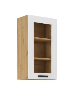 Dulap superior (corp suspendat) LULA 40, alb/stejar artizan, living/dormitor, 40x31x90 cm, PAL/MDF | MobilaOK