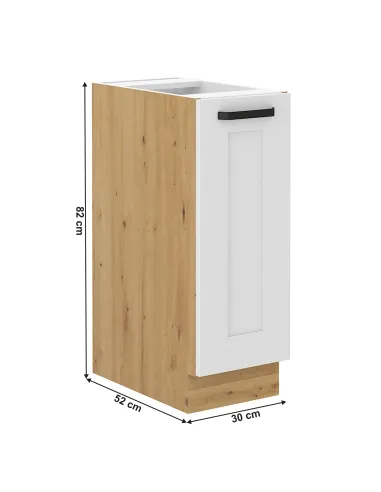 Dulap bucătărie LULA D30 CARGO, 30x52x82 cm, PAL melaminat alb/stejar artizan | MobilaOK