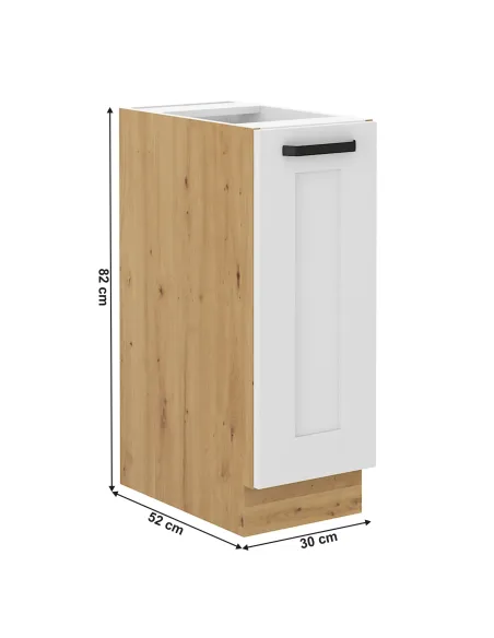 Dulap bucătărie LULA D30 CARGO, 30x52x82 cm, PAL melaminat alb/stejar artizan | MobilaOK