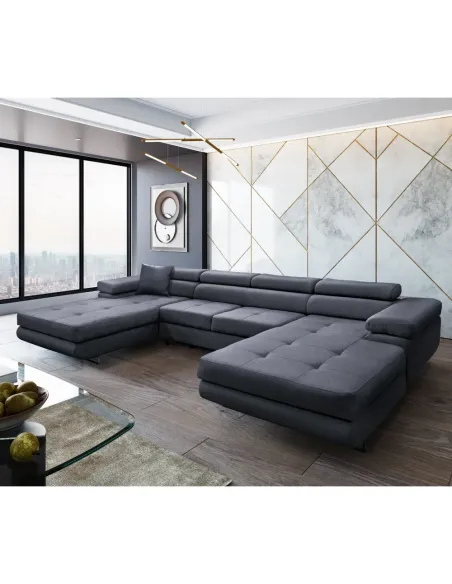 Canapea Extensibilă KONDELA, Living, 350x202x70/90 cm, Piele Ecologică | MobilaOK
