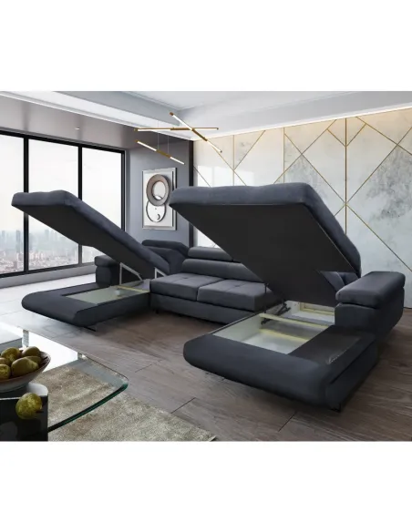 Canapea Extensibilă KONDELA, Living, 350x202x70/90 cm, Piele Ecologică | MobilaOK
