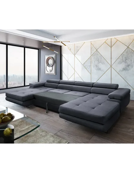 Canapea Extensibilă KONDELA, Living, 350x202x70/90 cm, Piele Ecologică | MobilaOK