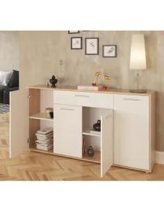 Comodă, culoare stejar sonoma / albă, LUNIA | MobilaOK 2
