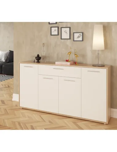 Comodă, culoare stejar sonoma / albă, LUNIA | MobilaOK