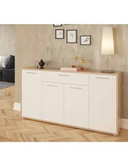 Comodă, culoare stejar sonoma / albă, LUNIA | MobilaOK