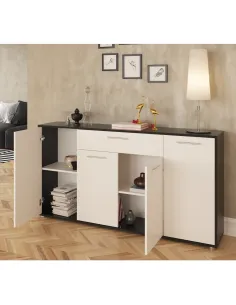 Comodă, culoare albă / neagră, LUNIA | MobilaOK 2