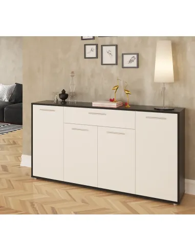 Comodă, culoare albă / neagră, LUNIA | MobilaOK