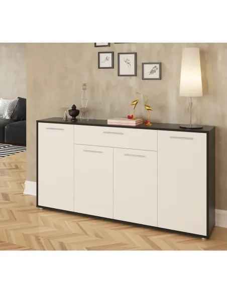Comodă, culoare albă / neagră, LUNIA | MobilaOK