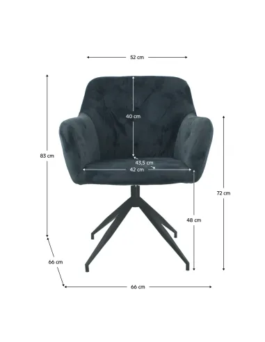 Scaun pivotant VELEZA NEW, birou, 66x66x83 cm, catifea | MobilaOK