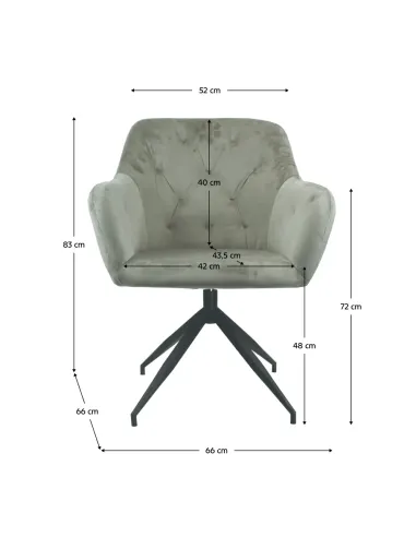 Scaun VELEZA NEW, birou/living, 66x66x83 cm, catifea, metal | MobilaOK