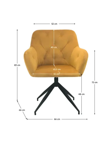 Scaun pivotant VELEZA NEW, birou/sufragerie, 66x66x83 cm, catifea, picioare metal | MobilaOK