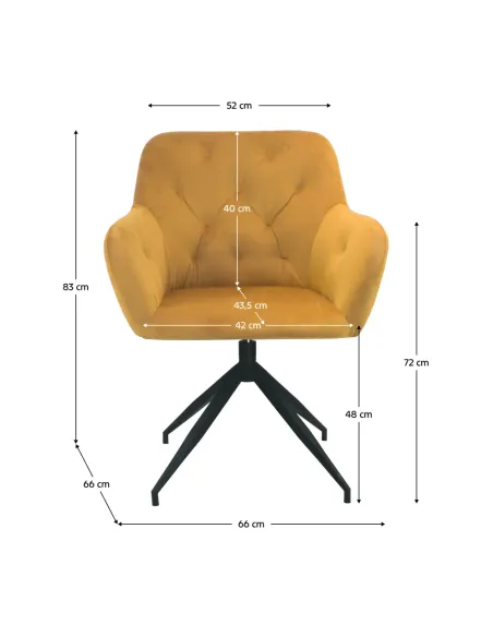 Scaun pivotant VELEZA NEW, birou/sufragerie, 66x66x83 cm, catifea, picioare metal | MobilaOK