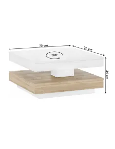 Măsuță de cafea MANDY living 70x70x34 cm HDF laminat | MobilaOK 2