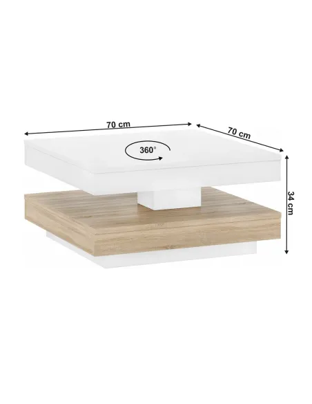 Măsuță de cafea MANDY living 70x70x34 cm HDF laminat | MobilaOK