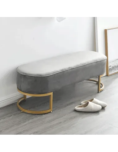 Bancă, MIRILA NEW, hol/dormitor, 100x40x43 cm, catifea/metal crom auriu | MobilaOK