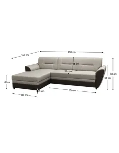 Canapea Extensibilă SEVARD ROH, living, 250x83 cm, Textil, maro/gri-bej | MobilaOK 2