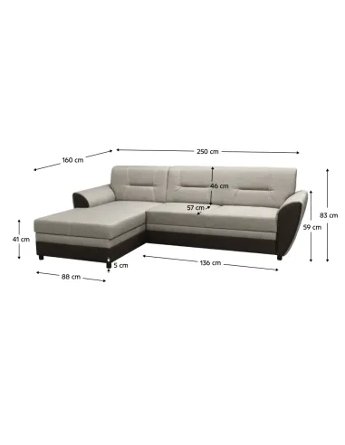 Canapea Extensibilă SEVARD ROH, living, 250x83 cm, Textil, maro/gri-bej | MobilaOK