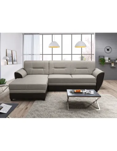 Canapea Extensibilă SEVARD ROH, living, 250x83 cm, Textil, maro/gri-bej | MobilaOK