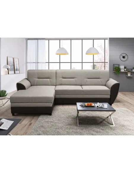 Canapea Extensibilă SEVARD ROH, living, 250x83 cm, Textil, maro/gri-bej | MobilaOK