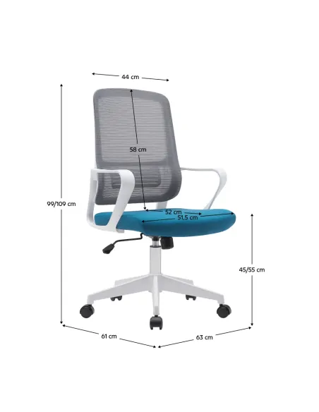 Scaun de birou SALOMO, 63x56.5x99-109 cm, plasă și plastic | MobilaOK