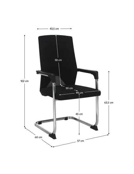 Scaun de conferință RAVIL, birou/sala sedinte, 57x60x102 cm, material: plasa/plastic/metal | MobilaOK