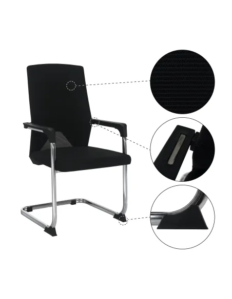 Scaun de conferință RAVIL, birou/sala sedinte, 57x60x102 cm, material: plasa/plastic/metal | MobilaOK