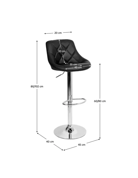 Scaun Bar MARID NEW, bucătărie/bar, 45x40x80-102 cm, Piele ecologică/Crom | MobilaOK