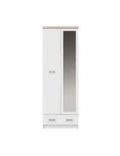 Dulap cu oglindă TYP 37, dormitor, 60x33x183 cm, PAL melaminat alb/stejar Sonoma | MobilaOK